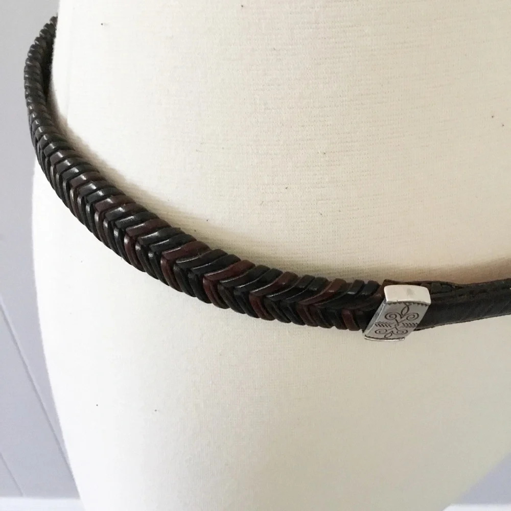 Brighton Black & Brown Leather Belt Size 32 M/L